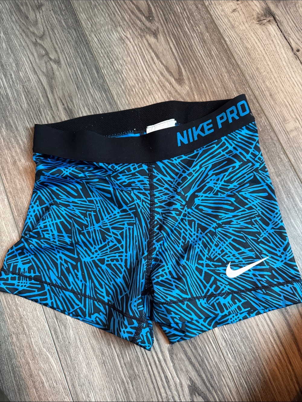 Nike Pro Black & Blue Patterned Women's Training Shorts size Small